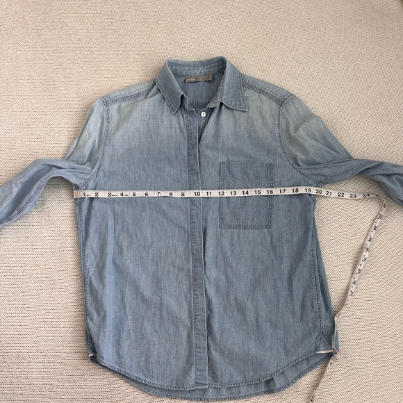 Vince Denim Button Down Shirt Blue Size 2 - Picture 3 of 7